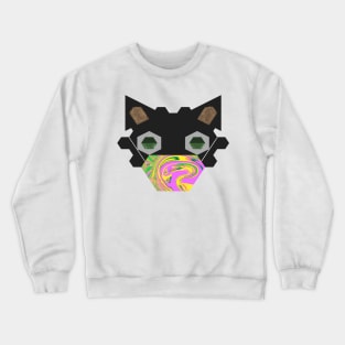 Black Cat Wearing Abstract spring #3 Mask Crewneck Sweatshirt